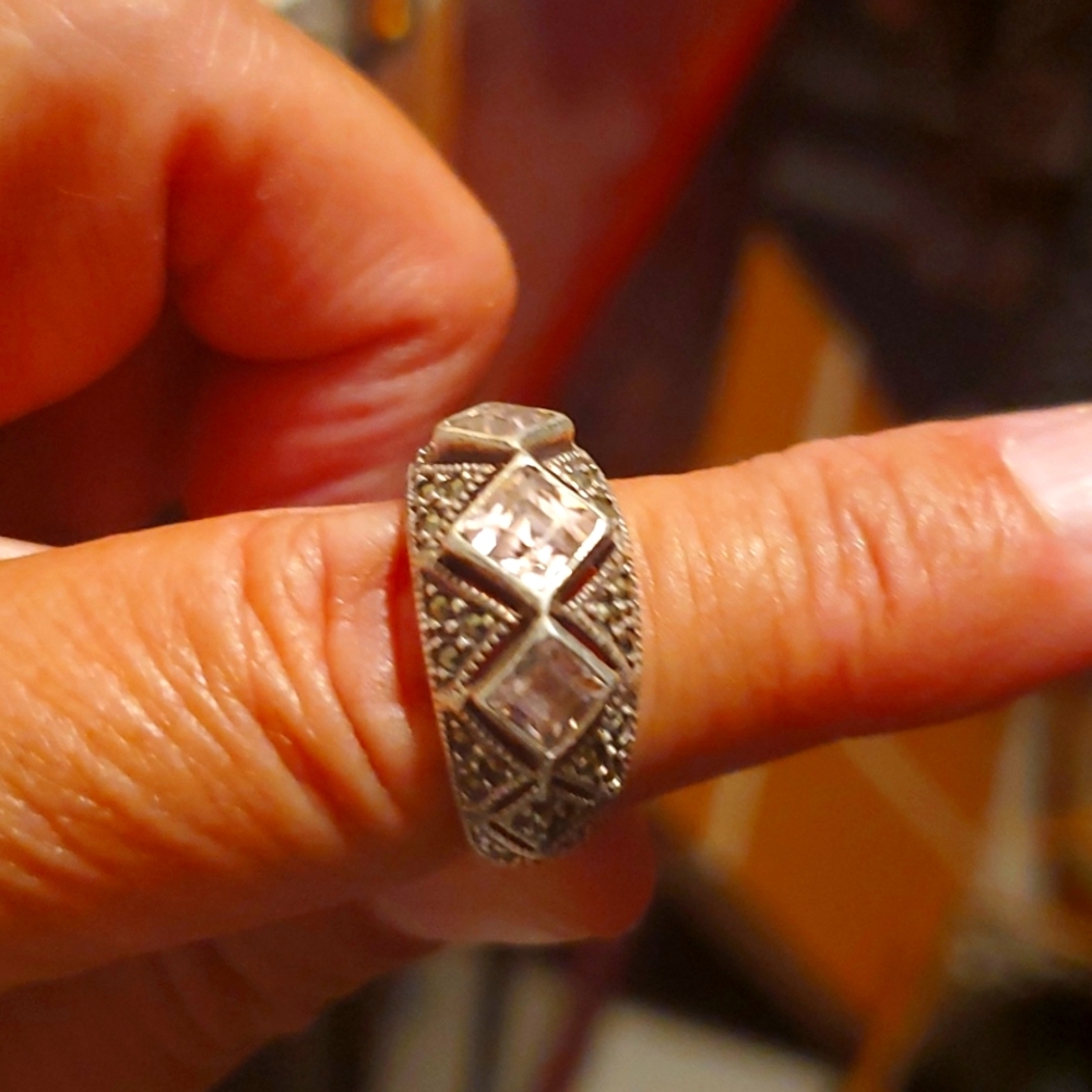 Sterling ring with pink stones